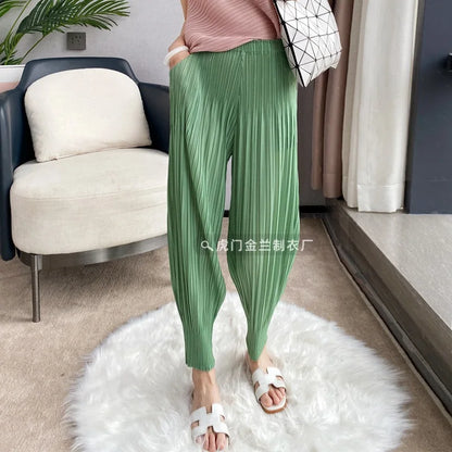 Miyake Life Pleated Pants Loose Harem Pants Women's Summer Thin Fashion Versatile Nine-minute Calf Pants
