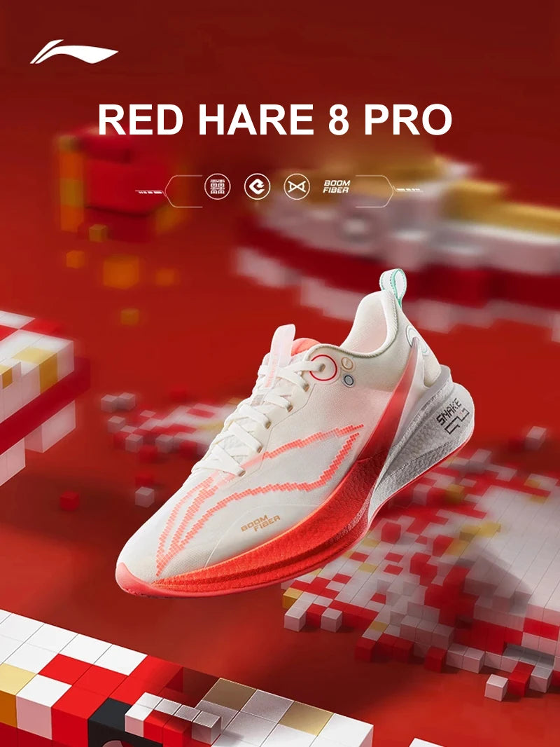Li-Ning Männer RED HARE 8PRO Racing Laufschuhe BOOM FIBER Kissen Stabile Sportschuhe Leichte Anti-Rutsch Tragbare Turnschuhe ARPV003