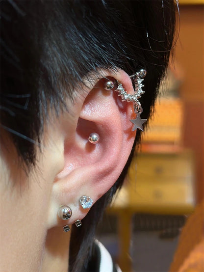 1 PCS Star Silver Color 316L Stainless Steel Ear Bone Nail for Women New Fashion Allergy Prevention Jewelry Gifts.