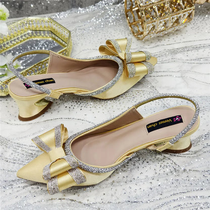 New Arrival Elegant African Party High-heeled Shoes Chain Decoration Trendy Women's Sandals Nigerian Women Wedding Pumps