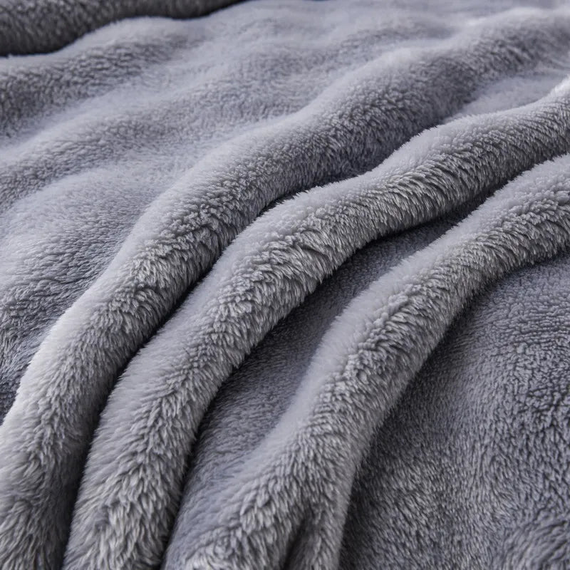 Solid Color Flannel Rabbit Fur Blanket Nap Cover Blanket Soft Sofa Blanket Coral Fleece Cover For Bedroom Manufacturer Wholesale