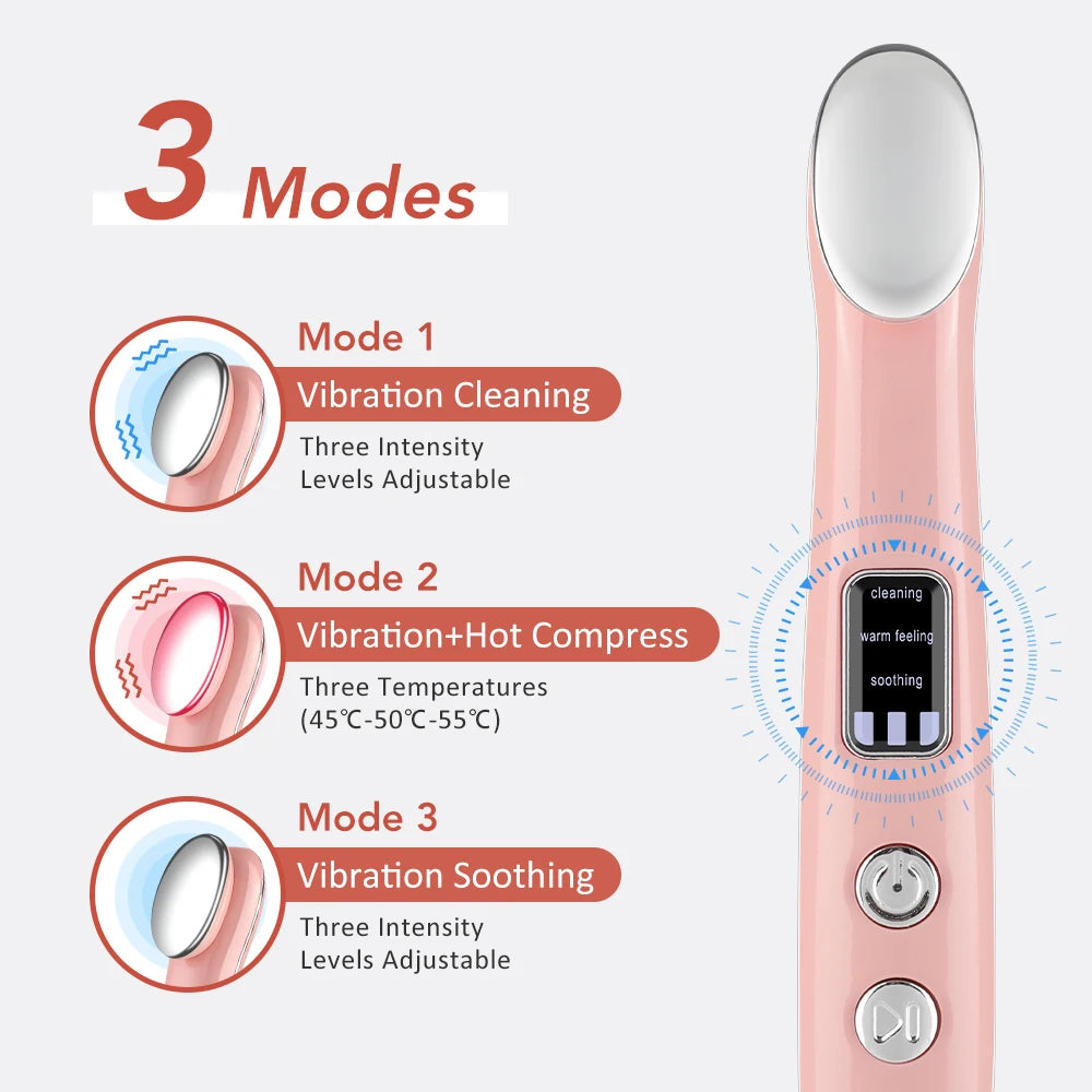 Rechargeable Eye Massager Wand  Vibration Eye Massage Tool Eye Lifting Massager Hot Compress Eye Beauty Device for Dark Circles.