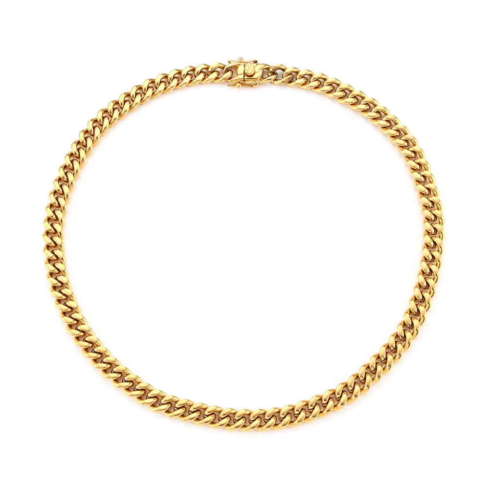 316 Stainless Steel Plated 18k Gold Fashion Crypto Cuban Chain Miami Rap Hip Hop Men's Bracelet Accessory.