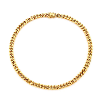 316 Stainless Steel Plated 18k Gold Fashion Crypto Cuban Chain Miami Rap Hip Hop Men's Bracelet Accessory.
