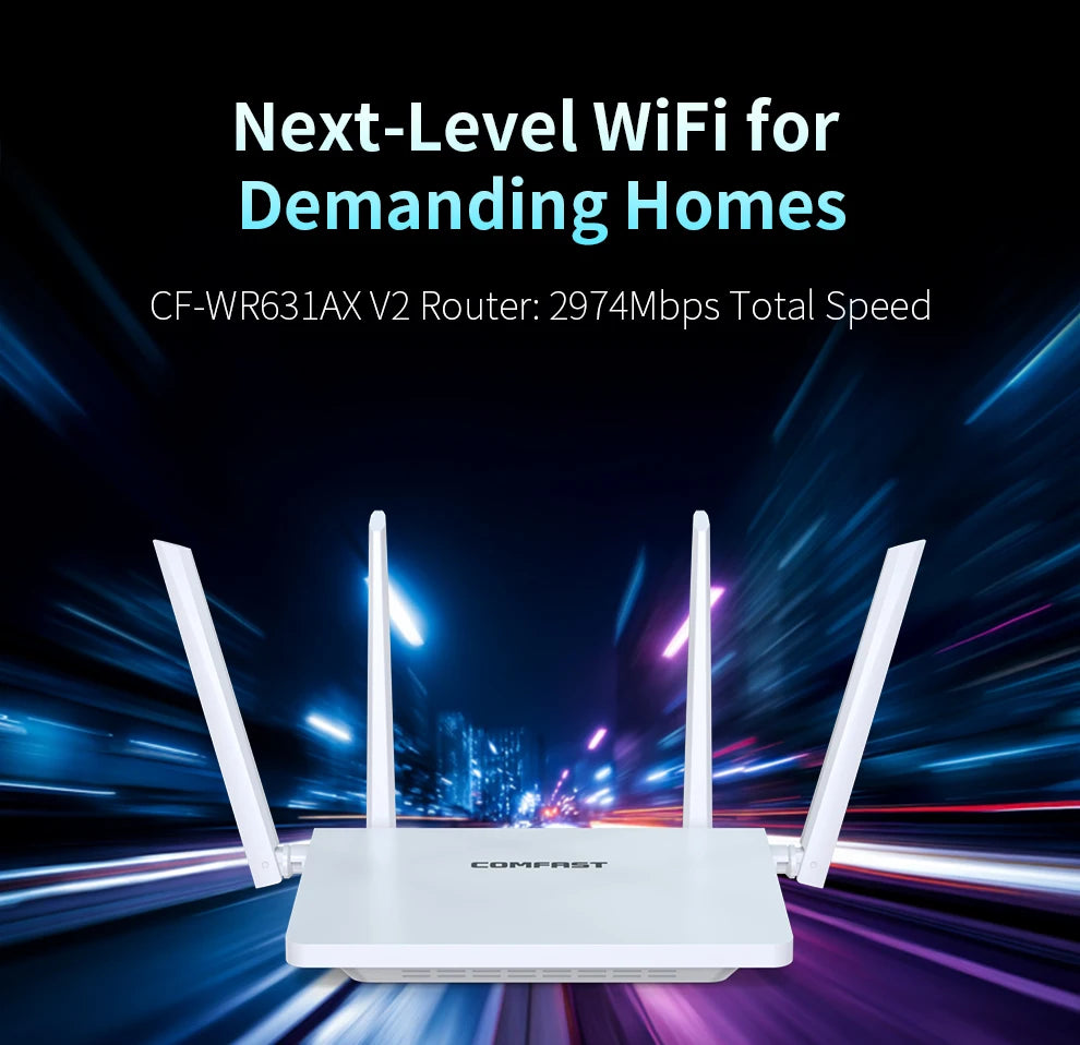 Comfast AX3000 WiFi6 Mesh System Wireless Router 5*5 dBi Antennas Wifi6 Mesh WiFi Router Easy Mesh/Andlink Gigabit Network Ports