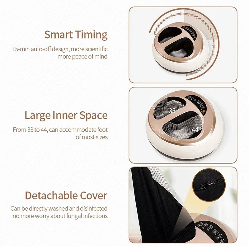 Electric Shiatsu Foot Massager Health Care Heating deep Kneading Scraping Vibration Air Compression Massage Therapy Anti-stress.