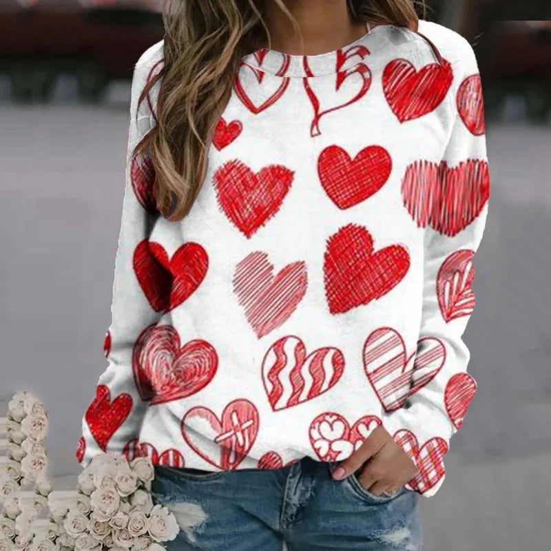 Love Heart Sweatshirts 3D Print Hoodie Women Fashion Streetwear Oversized O-Neck Hoodies Harajuku Woman Pullovers Woman Clothing.
