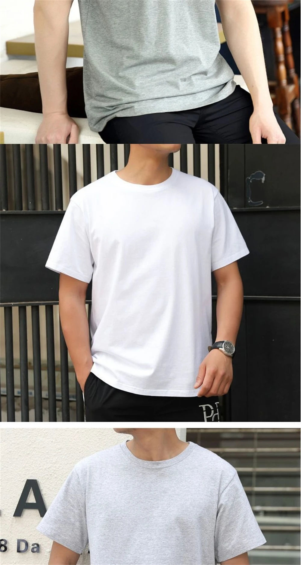 2PCS 100% Cotton Solid T Shirts Men's and Women's Short Sleeve White Tees Casual Breathable Loose Round Neck T-shirt Couple Tops.