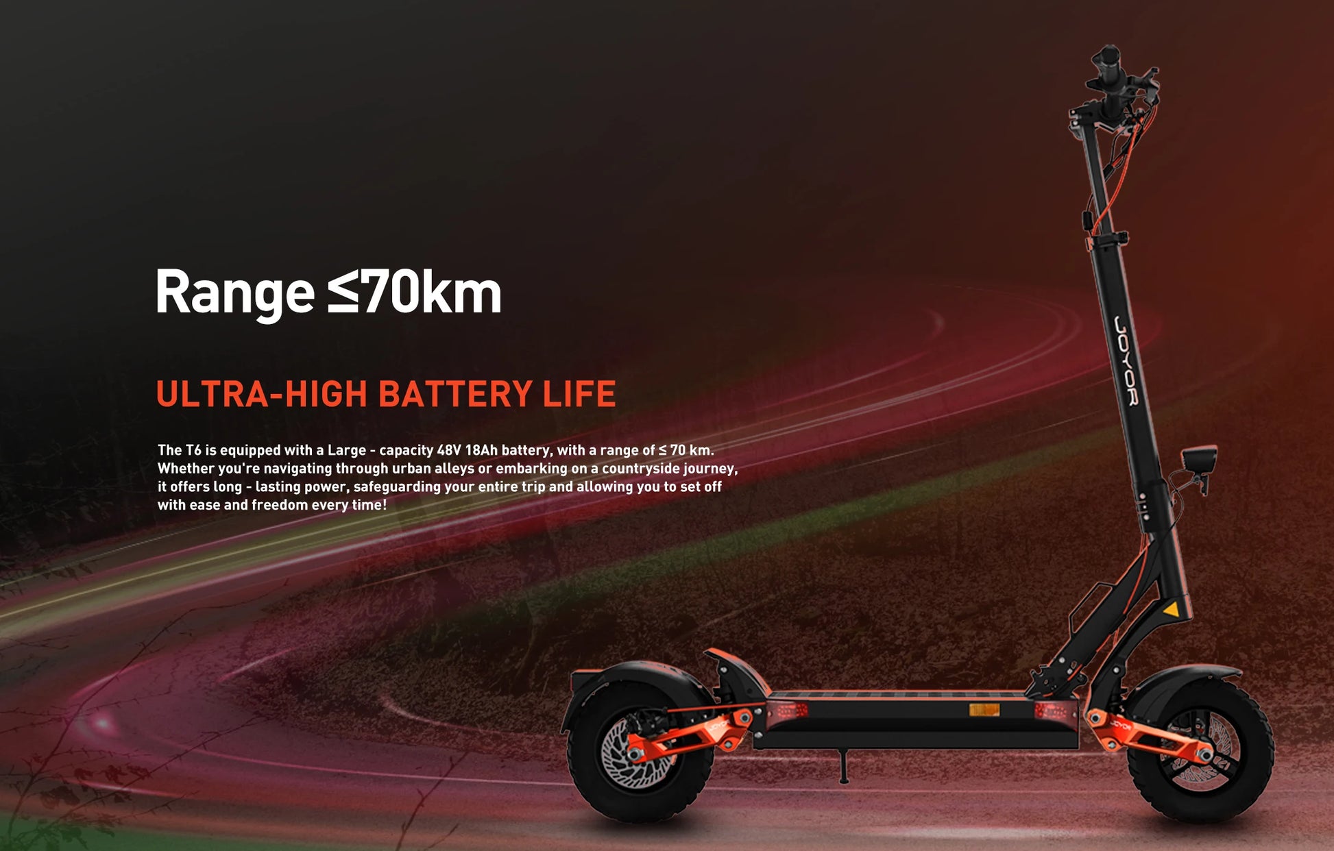 JOYOR T6 Adult Electric Scooter 600W Motor 48V18AH Battery E-Mountain Escooter 10" Off-Road Tire Foldable E-Scooter.