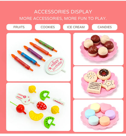 Girl Toy Cake DIY Minature Food Simulation Pretend Play Kitchen Set Tea Kid Cut Game Education Children Toys For 3 Year Birthday.