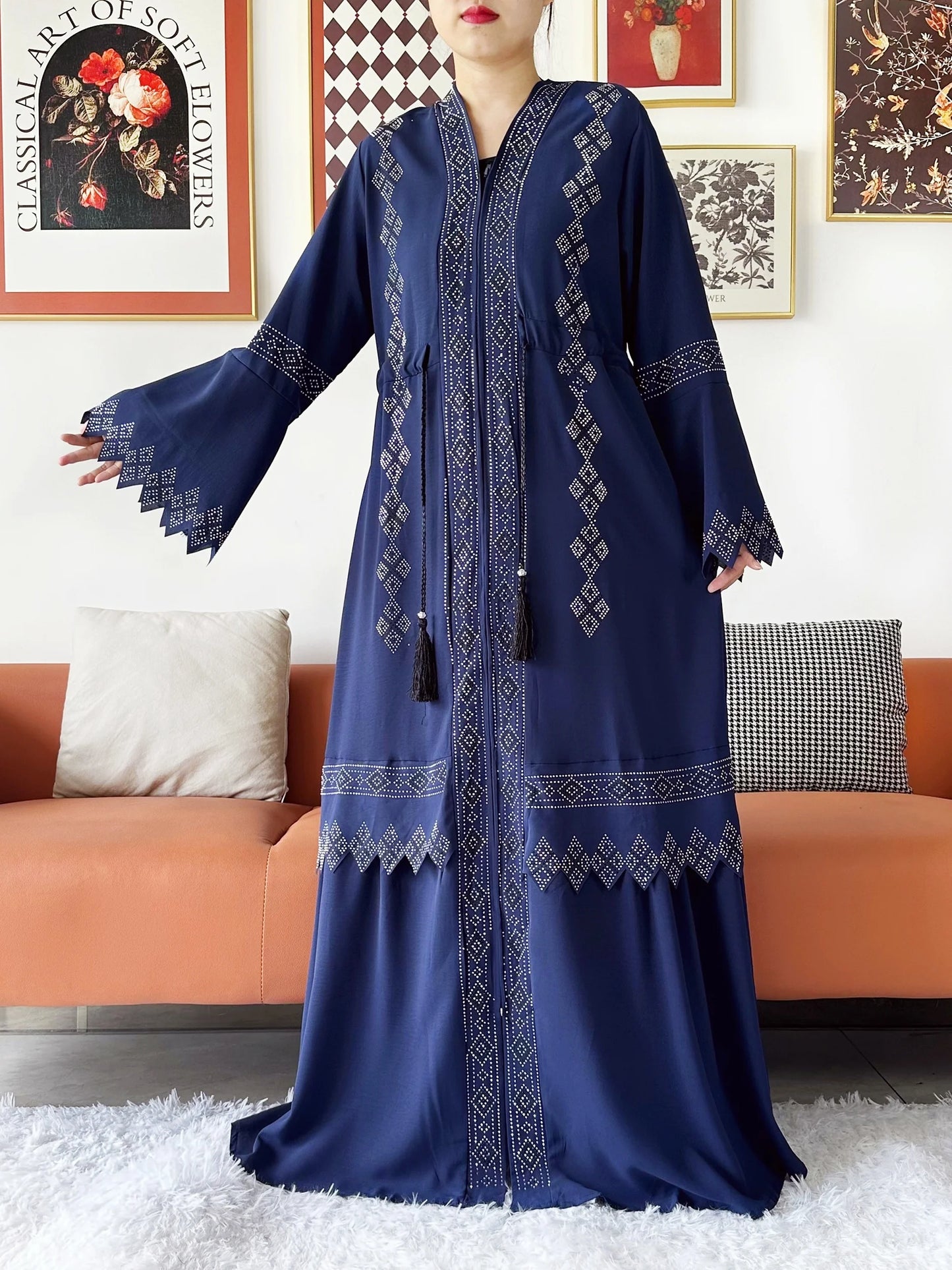 Laxury Design New Women Elegant Dress Chiffon Open Abaya Muslim Women Dress Islamic Clothing Cardigan Abaya Women Muslim Dress.