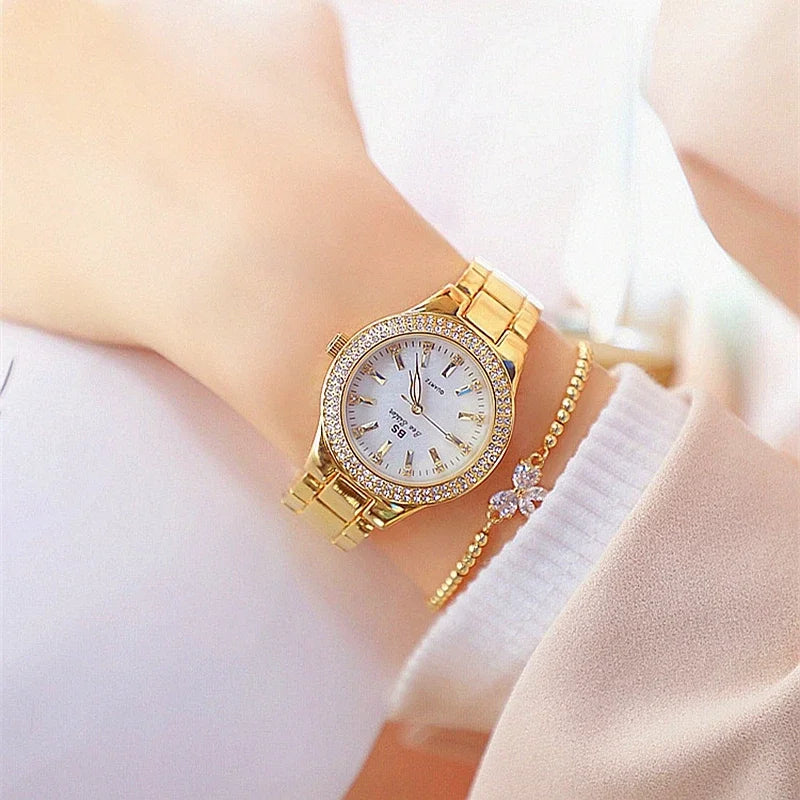 Fashion Casual Women Watch Elegant Luxury Brand Stainless Steel Strap Quartz Dress Watches For Woman Gifts.