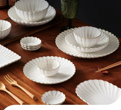 Retro Ceramic Dishes Plates Fish Dish Plates Manual Flower Relief Living Room Dinner Plate Kitchen Fruit Salad Dish Bowl.