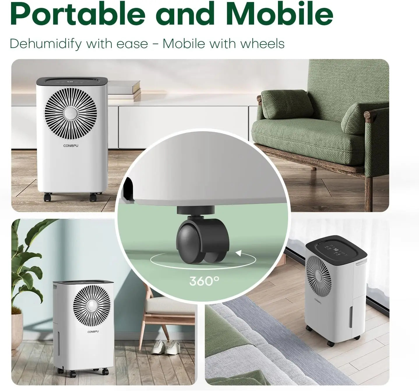 Dehumidifier 12 L/Day, Car Dehumidification, 24H Timer On/Off, Continuous Drainage, Room Dehumidifier, Suitable for Home/Basemen.