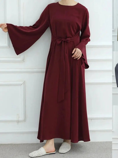 Bandage Plain Abaya Dubai For Women Kaftan Muslim Modest Long Dresses Islam Caftan Marocain Kebaya Robe Femme Musulmane Vestidos.