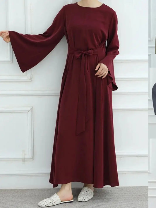 Bandage Plain Abaya Dubai For Women Kaftan Muslim Modest Long Dresses Islam Caftan Marocain Kebaya Robe Femme Musulmane Vestidos.