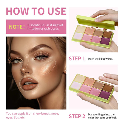 Curve Case Cream Eyebrow Cream Blush Highlighter Palette Matte Shimmer Finishes Shadow Tones Long-Lasting Cosmetics.