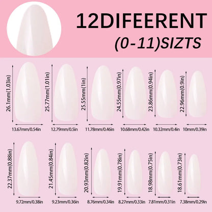 120Pcs Shinny Milk White Press on Nails Medium Almond Fake Gel Nails Glossy Solid Colored Fake Nail Tips Daily Wear Manicure DIY.