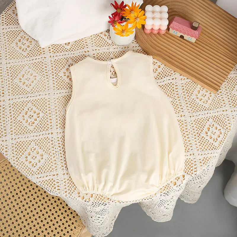 2024 Baby Sommer Kleidung 0-2 Y Infant Mädchen Niedlichen Cartoon Ärmellose Body Neugeborenen Overall Kleinkind Outwear.
