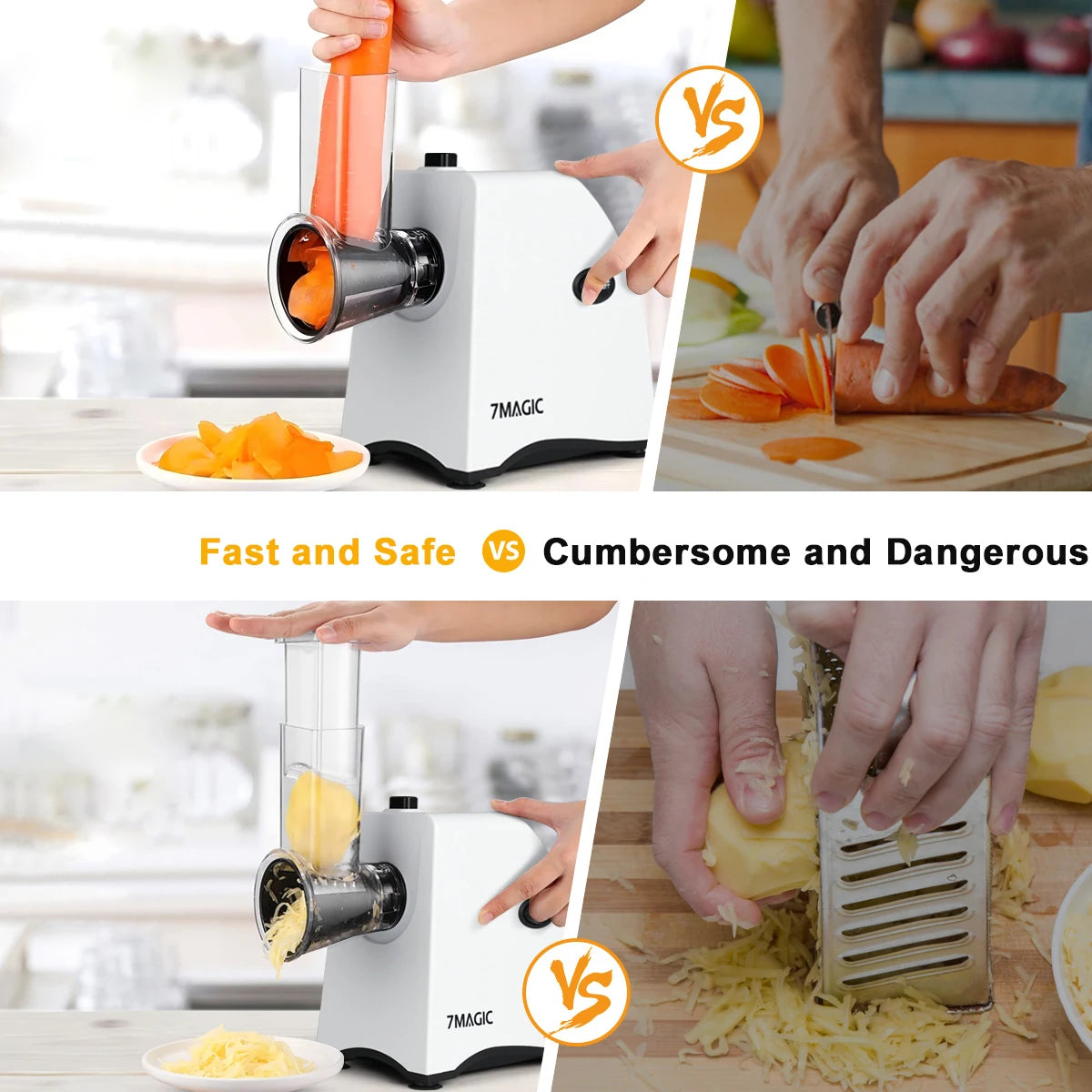 5 in 1 Electric Vegetable Cutter Shredder Automatic Salad Shooter Machine Cheese Grater Carrot Cabbage Slicer.