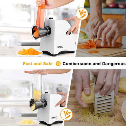 5 in 1 Electric Vegetable Cutter Shredder Automatic Salad Shooter Machine Cheese Grater Carrot Cabbage Slicer.