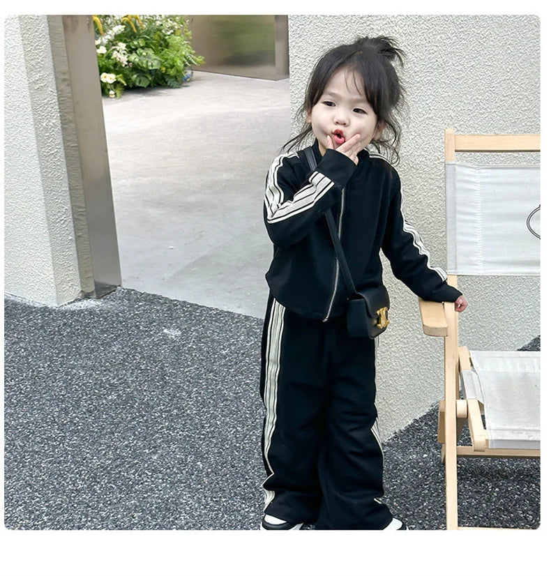 Girls Spring Sets Toddler New Autumn Sports Casual Suits Kids Long-sleeved Jacket+Pants 2Pcs Outfits Children Loose Clothing Set