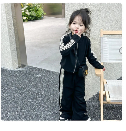 Girls Spring Sets Toddler New Autumn Sports Casual Suits Kids Long-sleeved Jacket+Pants 2Pcs Outfits Children Loose Clothing Set
