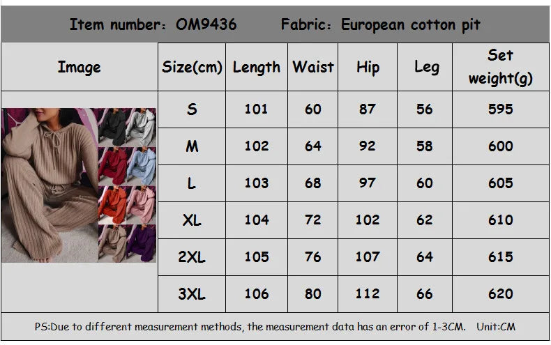 Autumn New Knitted Cotton Sliver Hooded Women's Long Pants Suit Casual Fashion Drawstring Lace Up Pants Female 2 Piece Set 2025.