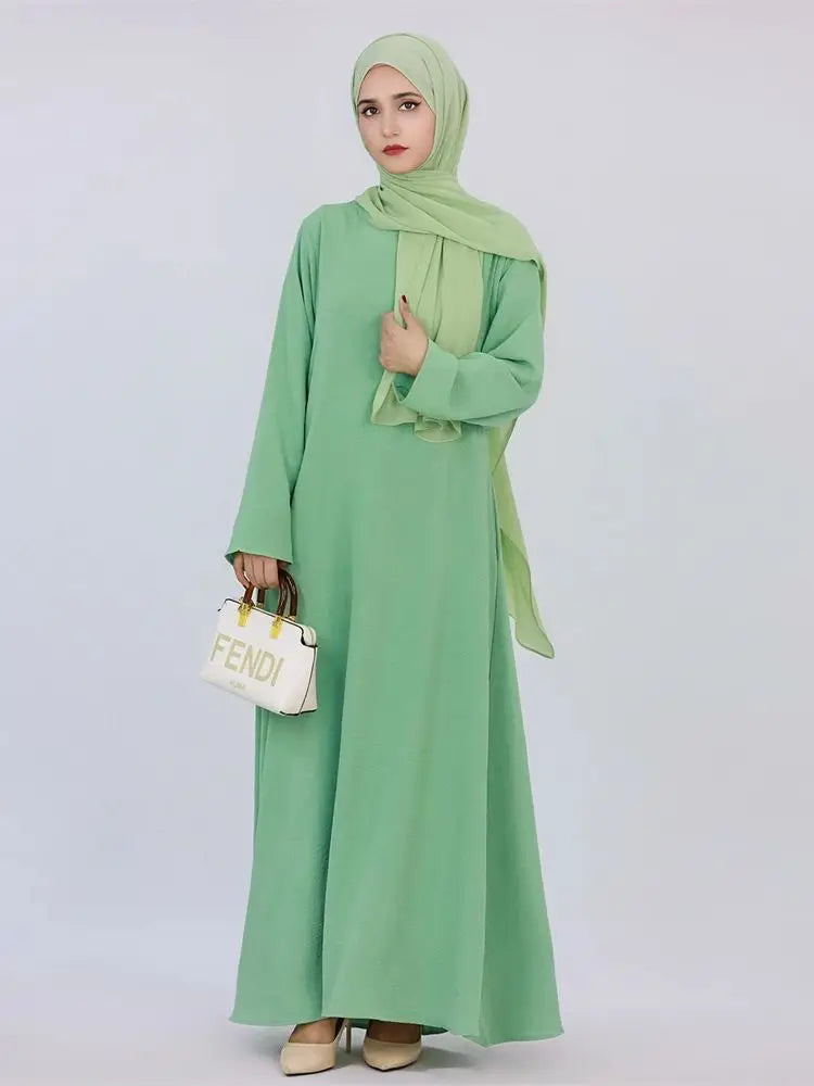 Ramadan Eid Solid Linen Dubai Abaya Turkey Islam Muslim Modest Dress Kaftan Prayer Clothes For Women Kebaya Robe Femme Musulmane