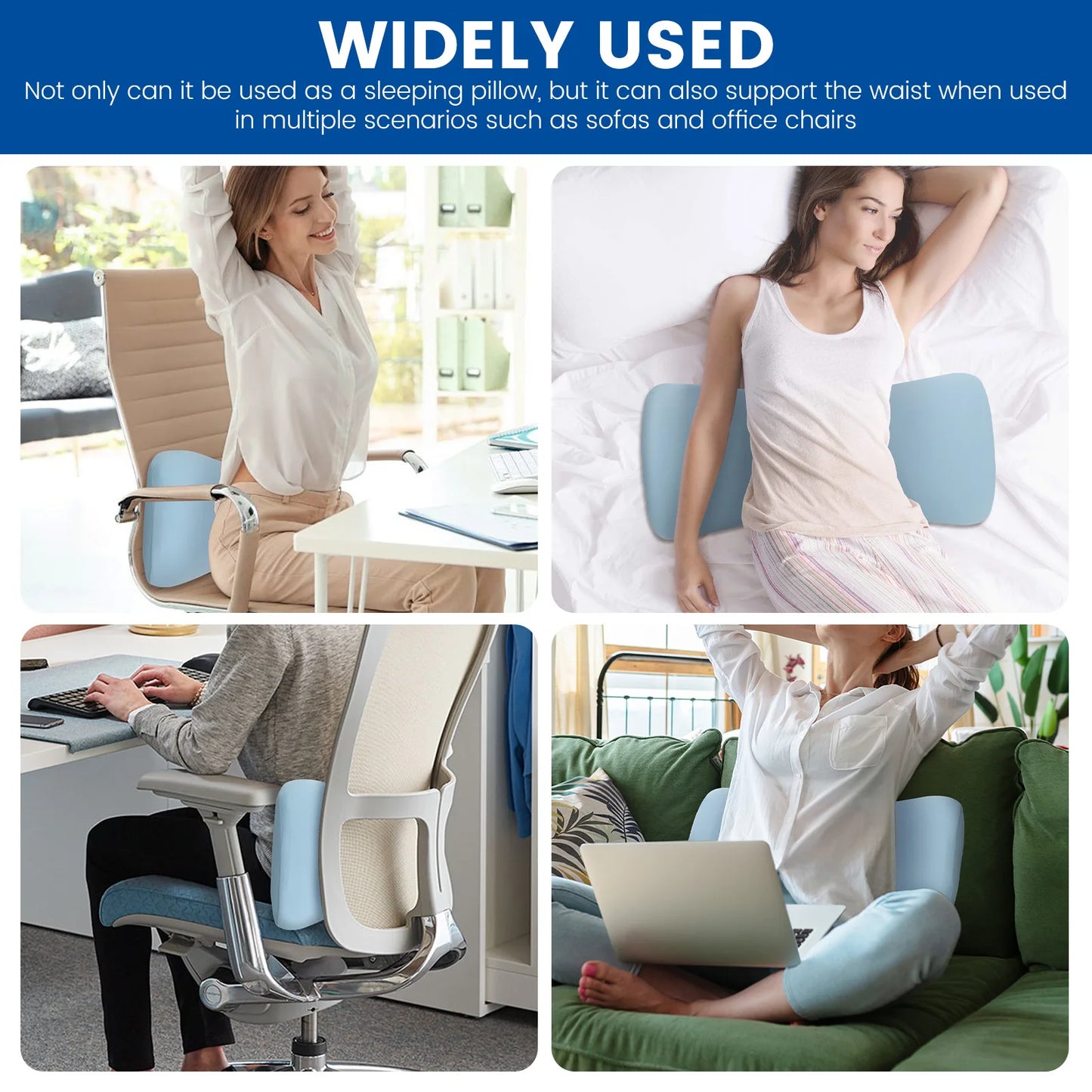 Lumbar Support Pillow for Bed Memory Foam Lumbar Pillow Ergonomic Waist Support Cushion for Car Sofa Office Chair Waist Pillow.