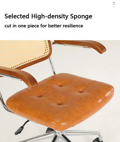 Für Neue Japanische Rattan Computer Stuhl Retro Rotierenden Stuhl Komfortable Studie Schreibtisch Atmungsaktive Armlehne Rattan Stuhl Büro Möbel