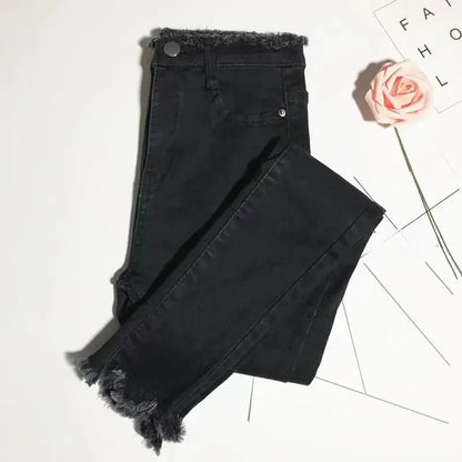 High Waist Slim Fit Women's Jeans High Elasticity Spring Autumn Black Pencil Pants Korean Style plus Size Body Shaping