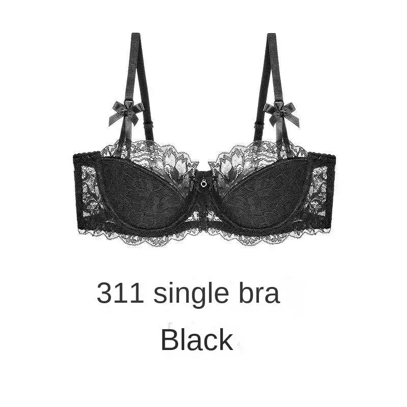 Sexy Thin Half-cup Lace Bra, Comfortable, Breathable, Anti-sagging, Push-up Small Bra for Women Lingerie.