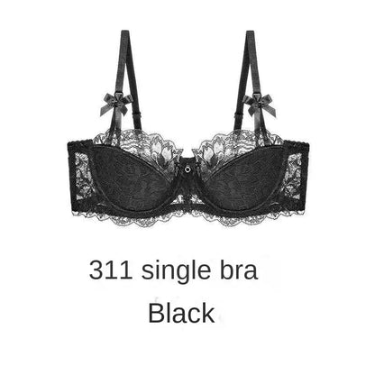 Sexy Thin Half-cup Lace Bra, Comfortable, Breathable, Anti-sagging, Push-up Small Bra for Women Lingerie.