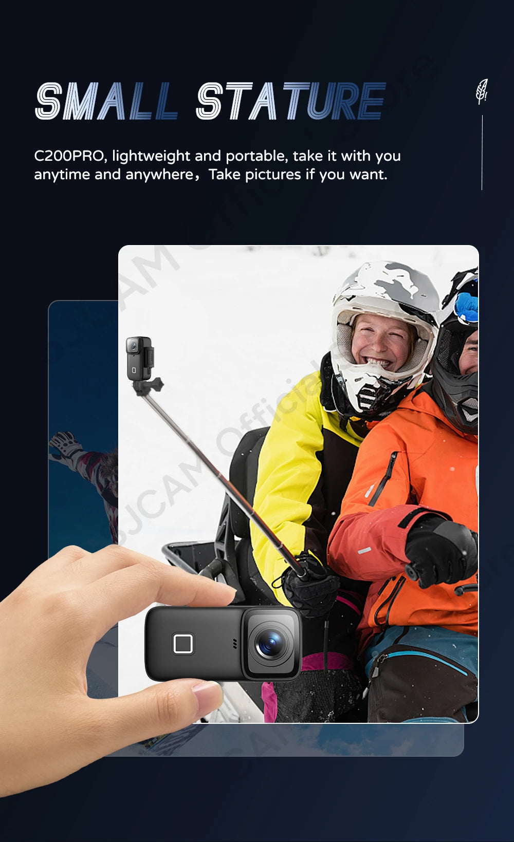 SJCAM C200 Pro 4K Action Camera with Portable Body 5M Waterproof FHD 6-Axis GYRO Video Body 5G WiFi Night Vision Sports DV.