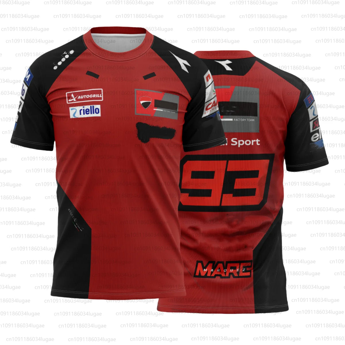 2025 Men's Women's Limited Edition Outdoor Sports Marc Mírquez Salute Design Breathable Leisure Retro Racing T-shirt O Neck Top.