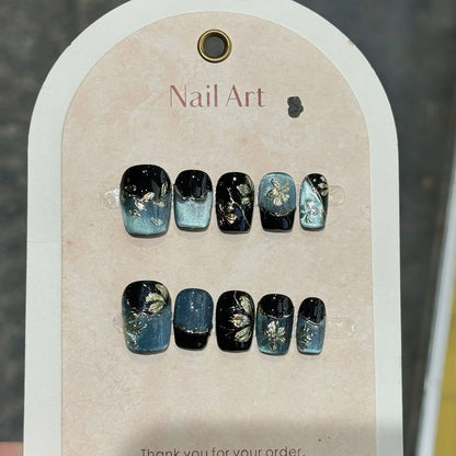 10Pcs French Handmade Press on Nails White Flower Fake Nails Wearable Stick-on Nails Full Cover False Nail Накладные Ногти 네일팁.