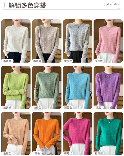 Frauen 100% Merino Wolle Verdickung Pullover Oansatz Gestrickte Twisted Pullover Herbst Winter Kaschmir Langarm Kleidung Basis Tops