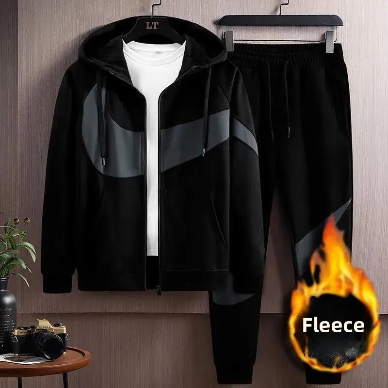 Autumn Winter Loose Hooded Long Sleeve Zipper Jacket Pants Trendy Set Men's Clothing New Hot Sale Of The Season Style Casual Out.