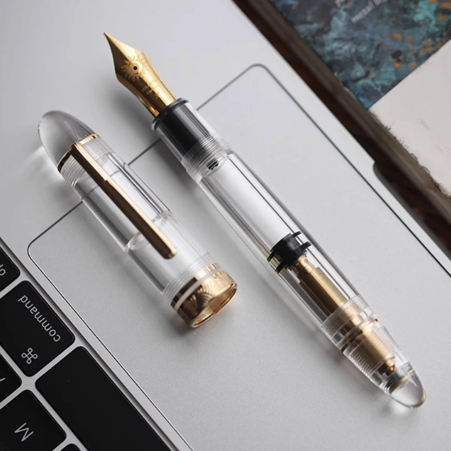 MAJOHN Nr. 8 40-Feder-Acryl-Füllfederhalter P140, groß, transparent, für Erwachsene, Studenten, Farbtinte, großes Fassungsvermögen, Stift zum Schreiben von Schreibwaren.