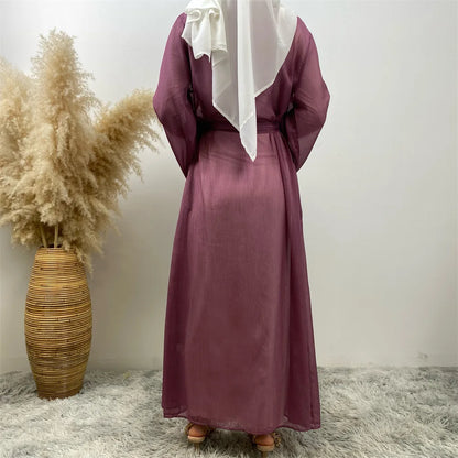 New Eid Ramadan Diamonds Open Kimono Abaya for Women Kaftan Muslim Dress Dubai Turkey Robe Islam Clothing Kebaya Caftan Jalabiya.