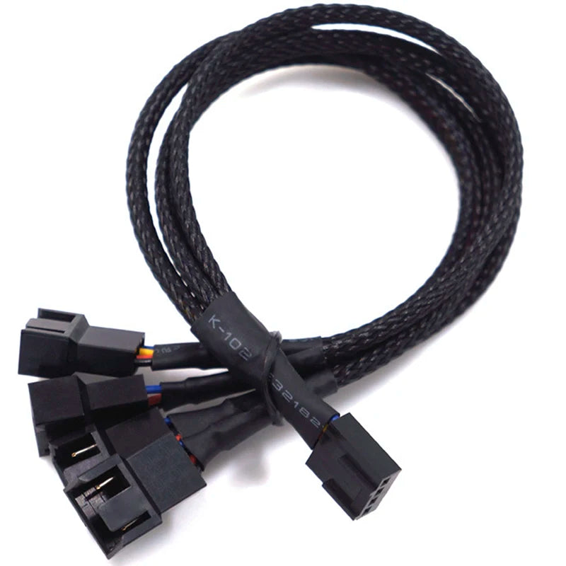 New 4 Pin Pwm Fan Cable 1 To 4/3/2/1 Ways Splitter Black Sleeved 27cm Extension Cable Connector Pwm Extension Cables.