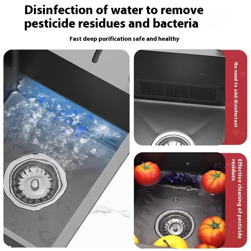 Water Catalyst Stainless Steel Kitchen Sink Multifunctional Smart Double slot Cleaning Ingredients Dishes Kitchen Sink