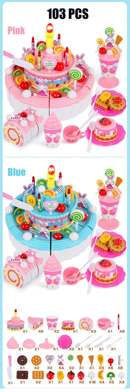 Kitchen Coffee Pretend Play Tea Set Children Toy Food Cake Model Girl Simulation Utensils Cut Kids Play House Birthday Cake Toys.