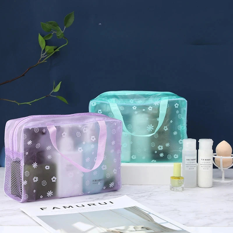 5 Color Waterproof PVC Cosmetic Storage Bag Women Transparent Organizer for Makeup Pouch Compression Travelling Bath Bags.