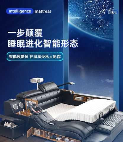 Nordic Multifunktions Doppelbett Seite Von Seite Leder Luxus Kingsize Bett Rahmen Plattform Holz Design Lit Schlafzimmer Set Möbel