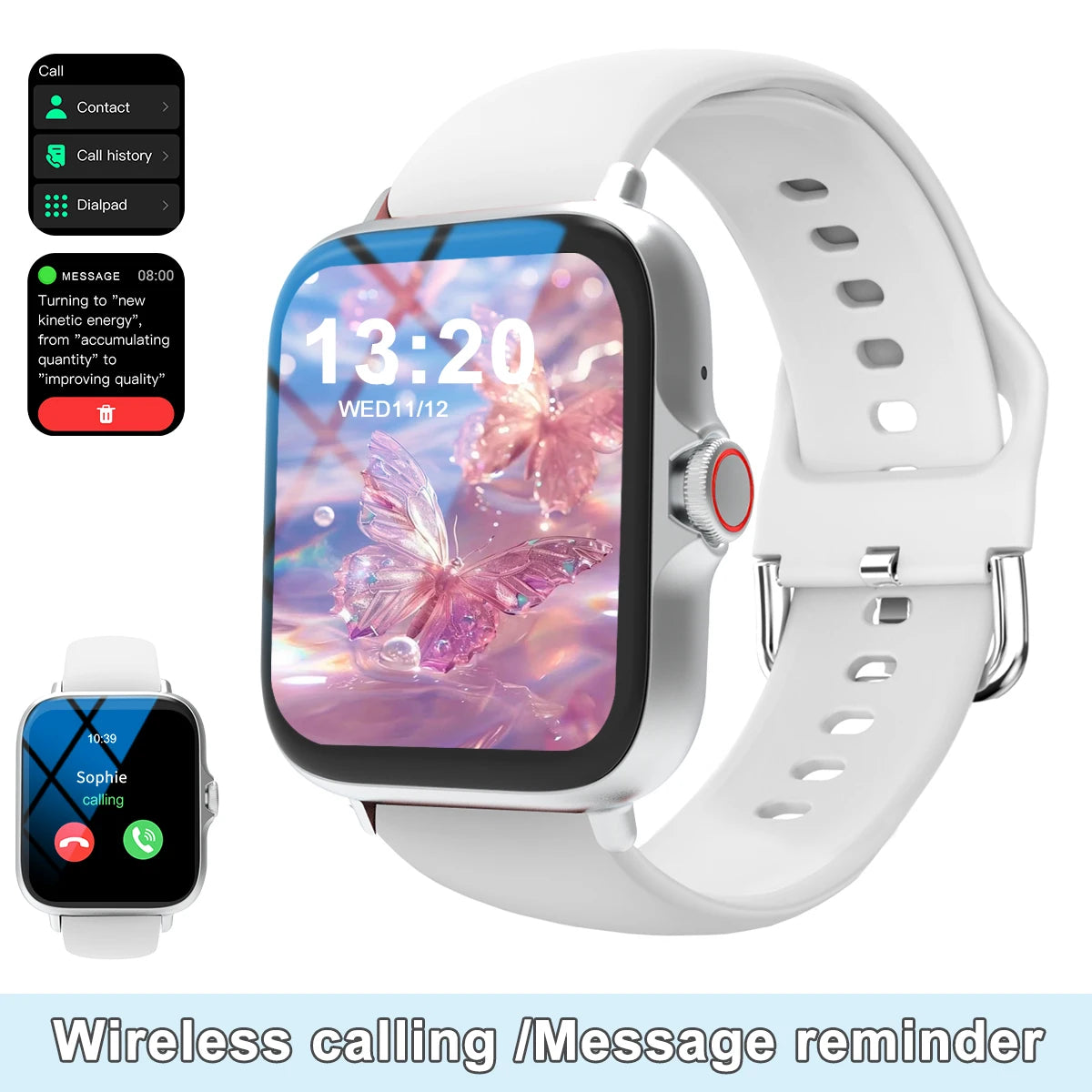 Smart watch with full touch screen, call, message reminder, music control and other functions, compatible with iPhone/android mo.