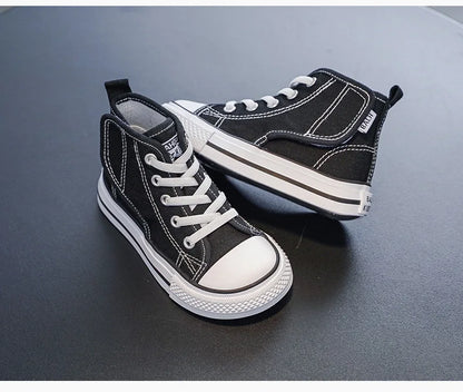 Spring and Autumn New Children's Canvas Shoes Boys High-Top White Shoes Girls Casual Shoes Parent-Child Shoes Board Shoes.