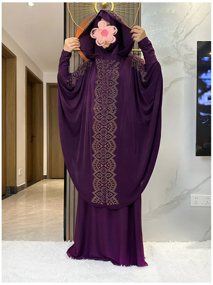 Two Piece Set Dress  Hijab Long Khimar Skirt Sets Islamic Niqab jilbab Women Eid Morocco Muslim Abaya Set Women Prayer Garment.