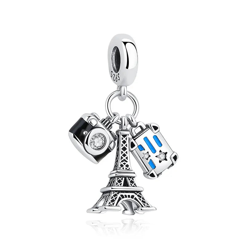 Original 925 Sterling Silver Charms Love Travel London Bus Suitcase Paris Beads Fit Brand Bracelets Necklaces Women DIY Jewelry